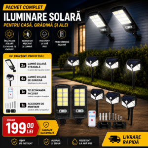 OFERTA - Pachet 4 Lampi solare + 2 Lampi Stradale